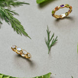 (レインボームーンストーン/ gold) oval horizon CAB eternity ring