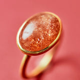 (サンストーン/gold) oval flower CAB  ring
