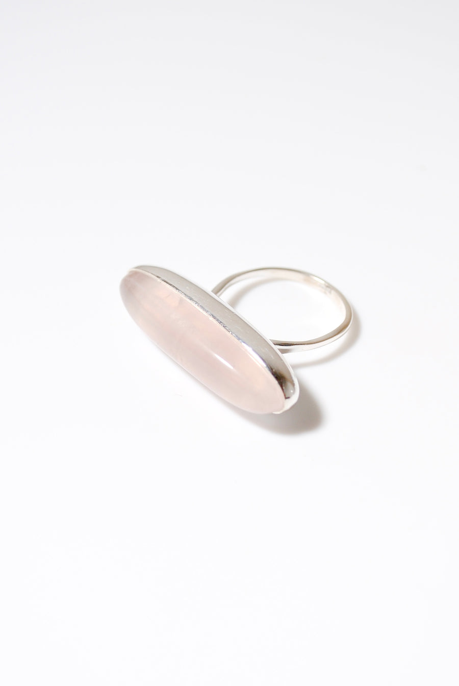 (Rose quartz/silver) volume baguette ring