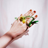 (ガーネット&シトリン＆ペリドット/gold) dot half eternity ring