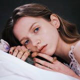 (モアサナイト/gold）handwritten double finger ring