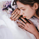 (モアサナイト/gold）handwritten double finger ring