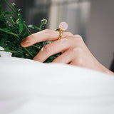 (マットローズクオーツ/gold) acorn ball ring