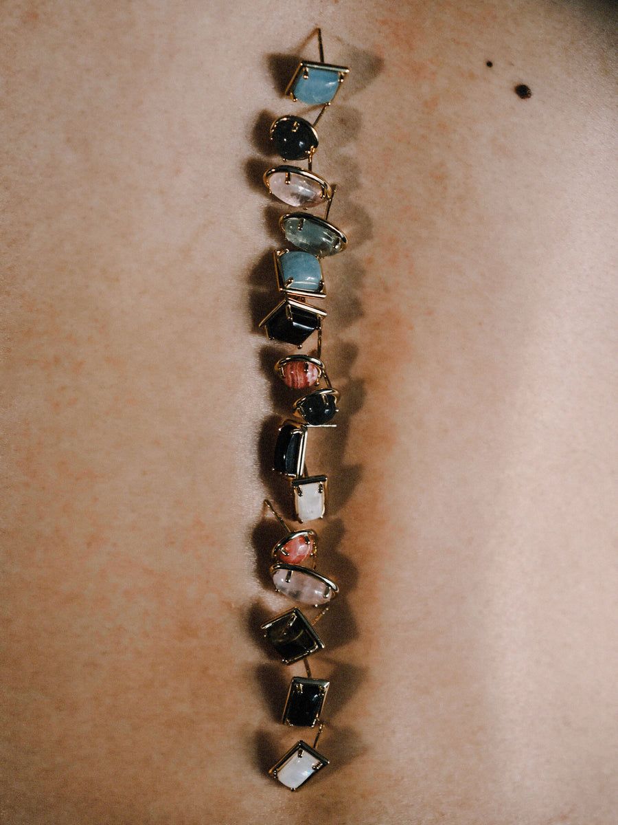 (ロードクロサイト/gold) rope around-circle- earring