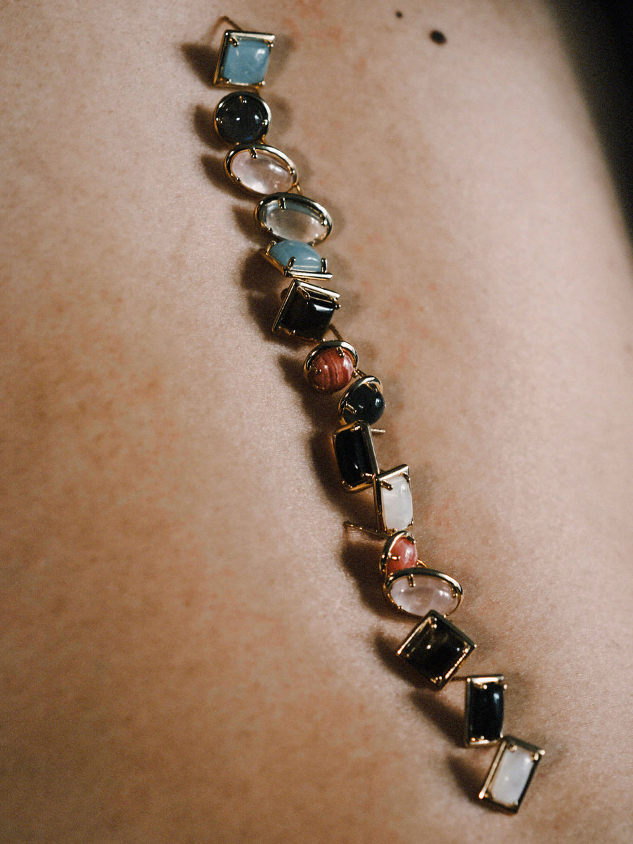 (ロードクロサイト/gold) rope around-circle- earring