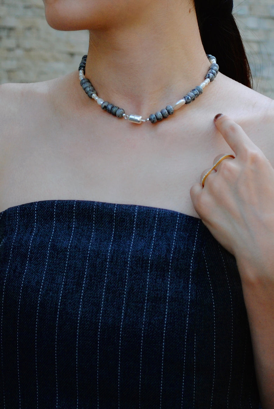 (ピカソジャスパー_パール) 2way playful rosary necklace