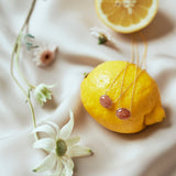 (ピーチムーンストーン/gold) oval flower CAB  necklace