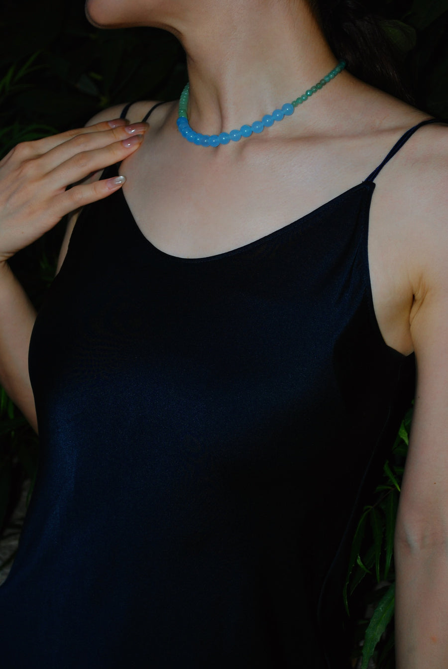 (グリーンアベンチュリン_ブルーカルセドニー) 2way playful rosary necklace