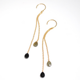 (ラブラドライト&ブラックオニキス/gold) fancy swing earring