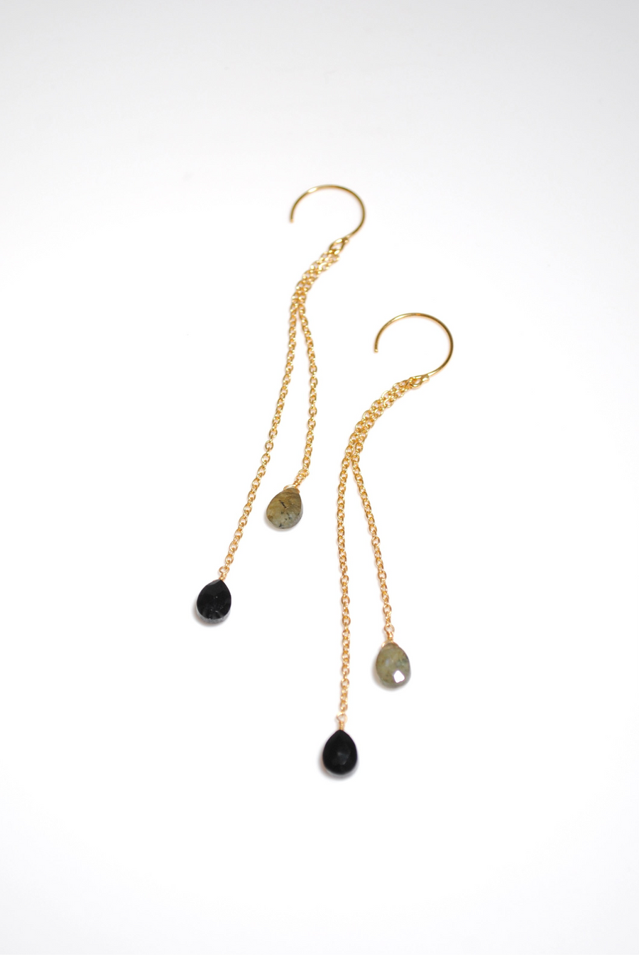 (ラブラドライト&ブラックオニキス/gold) fancy swing earring