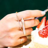 (モアサナイト/gold) straight bar double finger ring