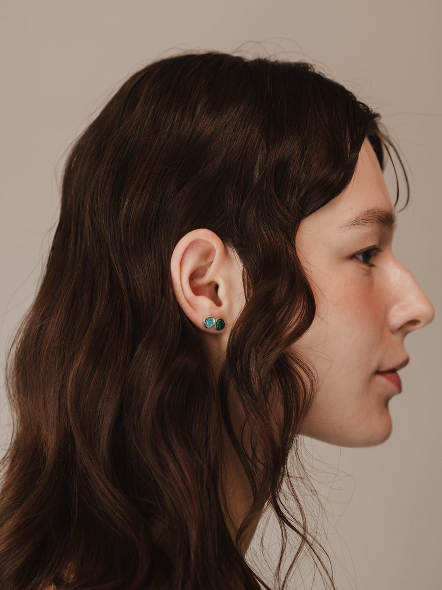 (マラカイト/silver) deformed petit earring