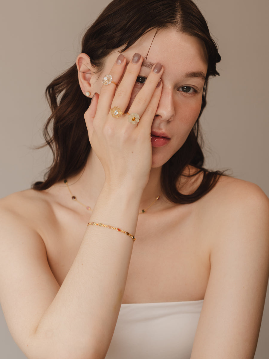 (マルチトルマリン/gold) oval horizon CAB eternity bracelet