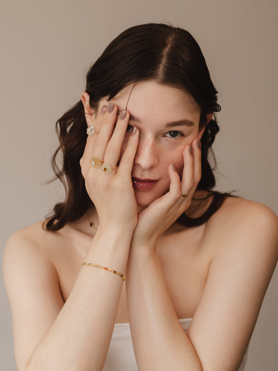 (マルチトルマリン/gold) oval horizon CAB eternity bracelet