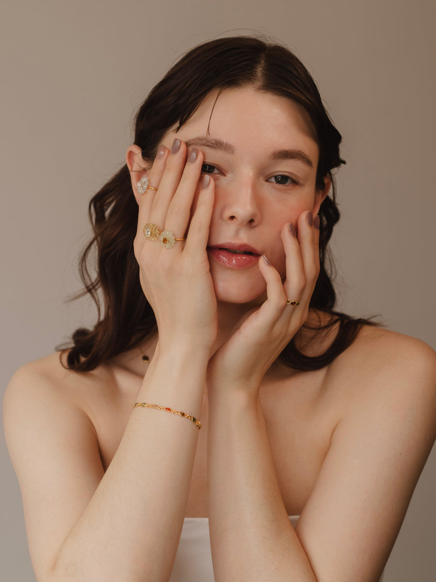 (マルチトルマリン/gold) oval horizon CAB eternity bracelet