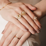 (プレナイト&ペトロトルマリン) flower carving ring