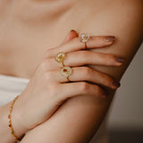 (プレナイト&ペトロトルマリン) flower carving ring