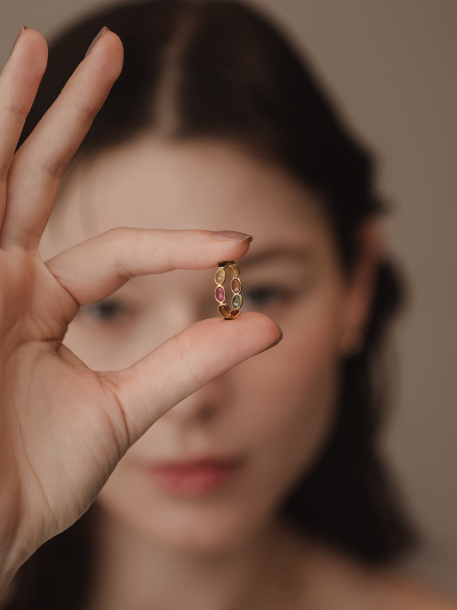 (マルチトルマリン/gold) oval horizon CAB eternity ring