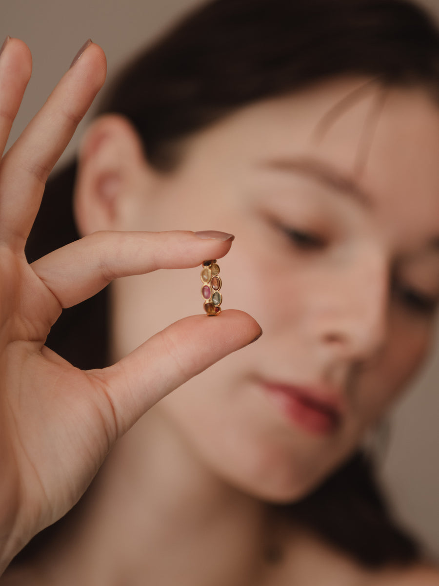 (マルチトルマリン/gold) oval horizon CAB eternity ring