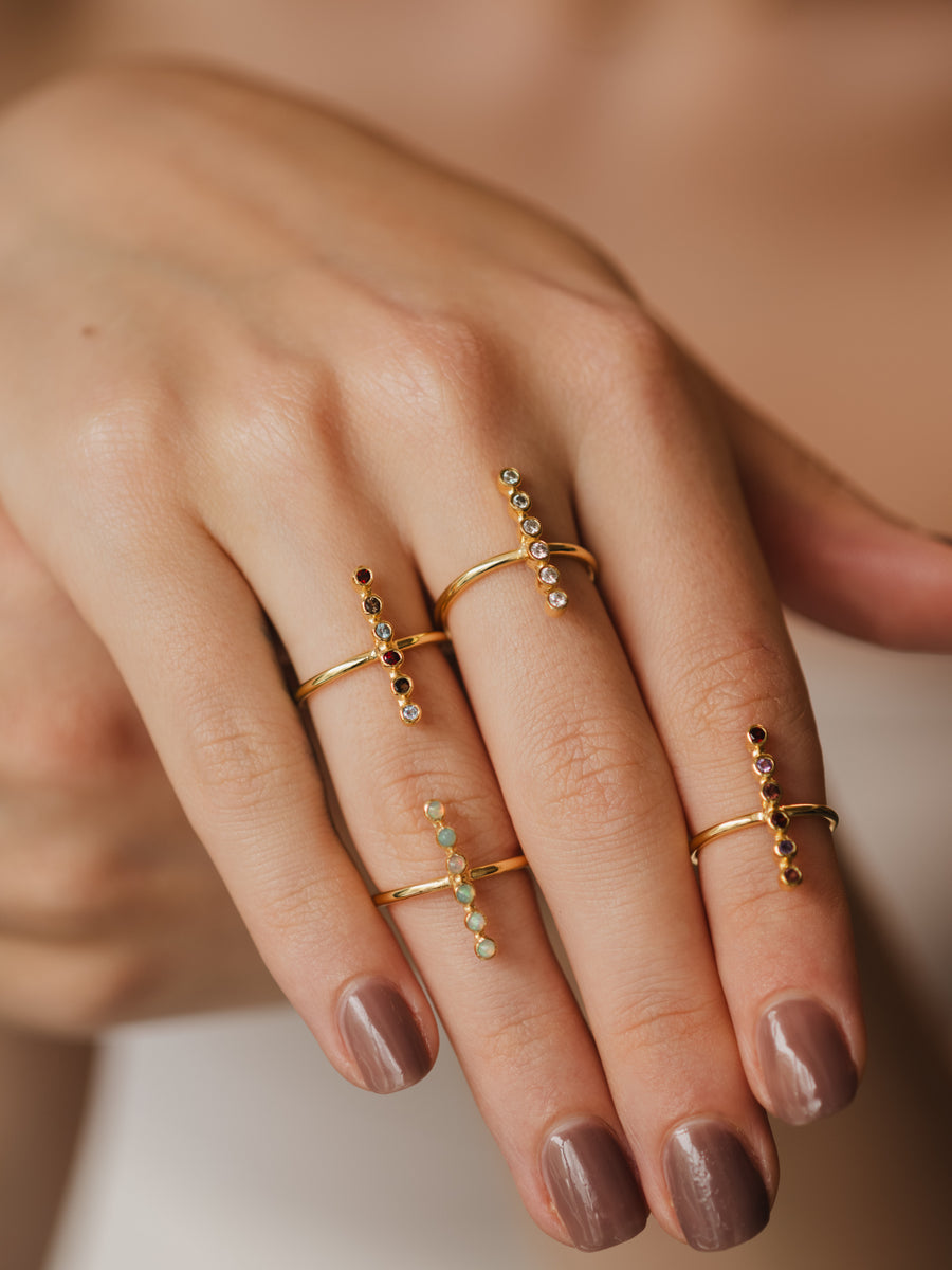 (ピンクトルマリン＆ガーネット＆アメジスト/gold) dotsn dots ring