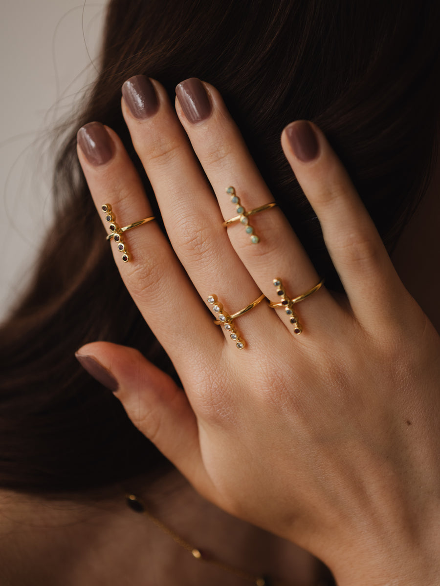 (ピンクトルマリン＆ガーネット＆アメジスト/gold) dotsn dots ring