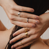 (ブラックオニキス&ホワイトトパーズ/silver) bi-color 3way square eternity ring