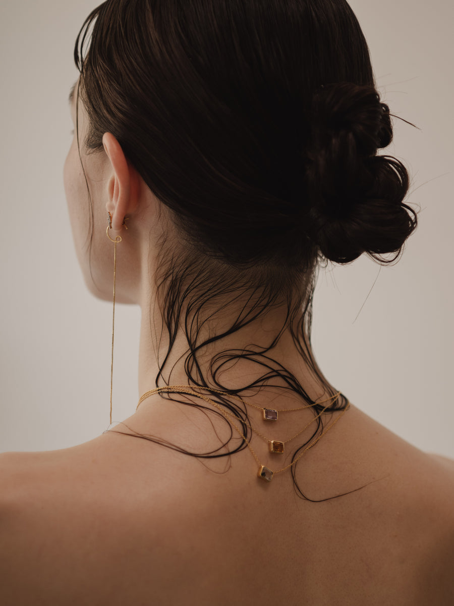 (ディープシトリン/silver) octagon tile necklace