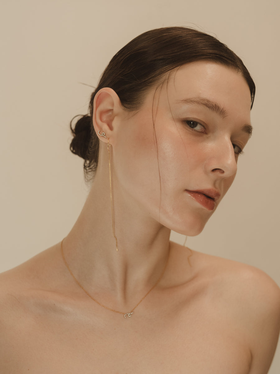 (silver) skinny chain earring