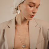 (マザーオブパール_クリスタル/silver) shell heart  necklace