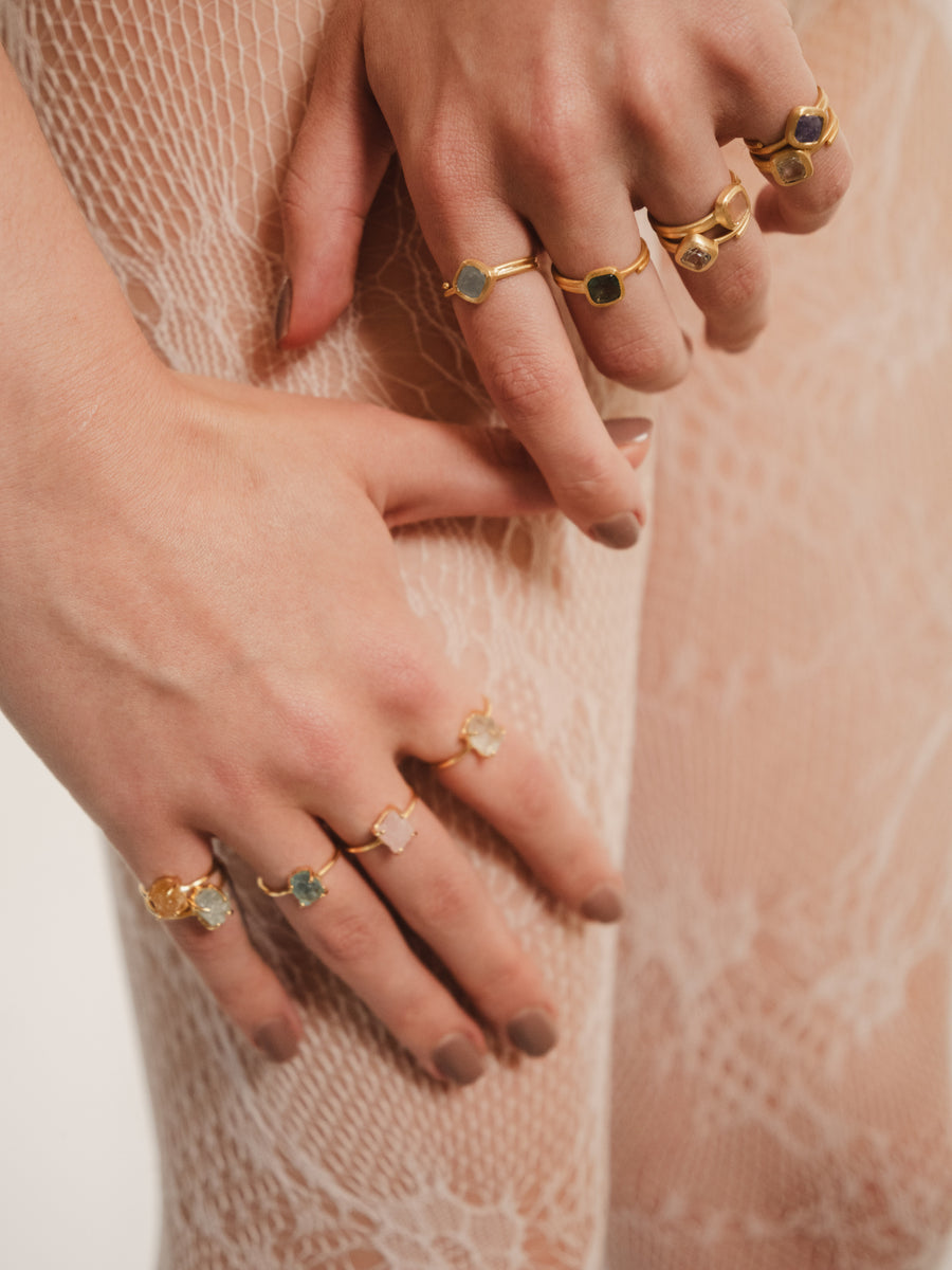 (Citrine/gold) rough stone ring