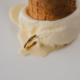 (ガーネット&スモーキークオーツ/gold) bi-color 3way square eternity ring