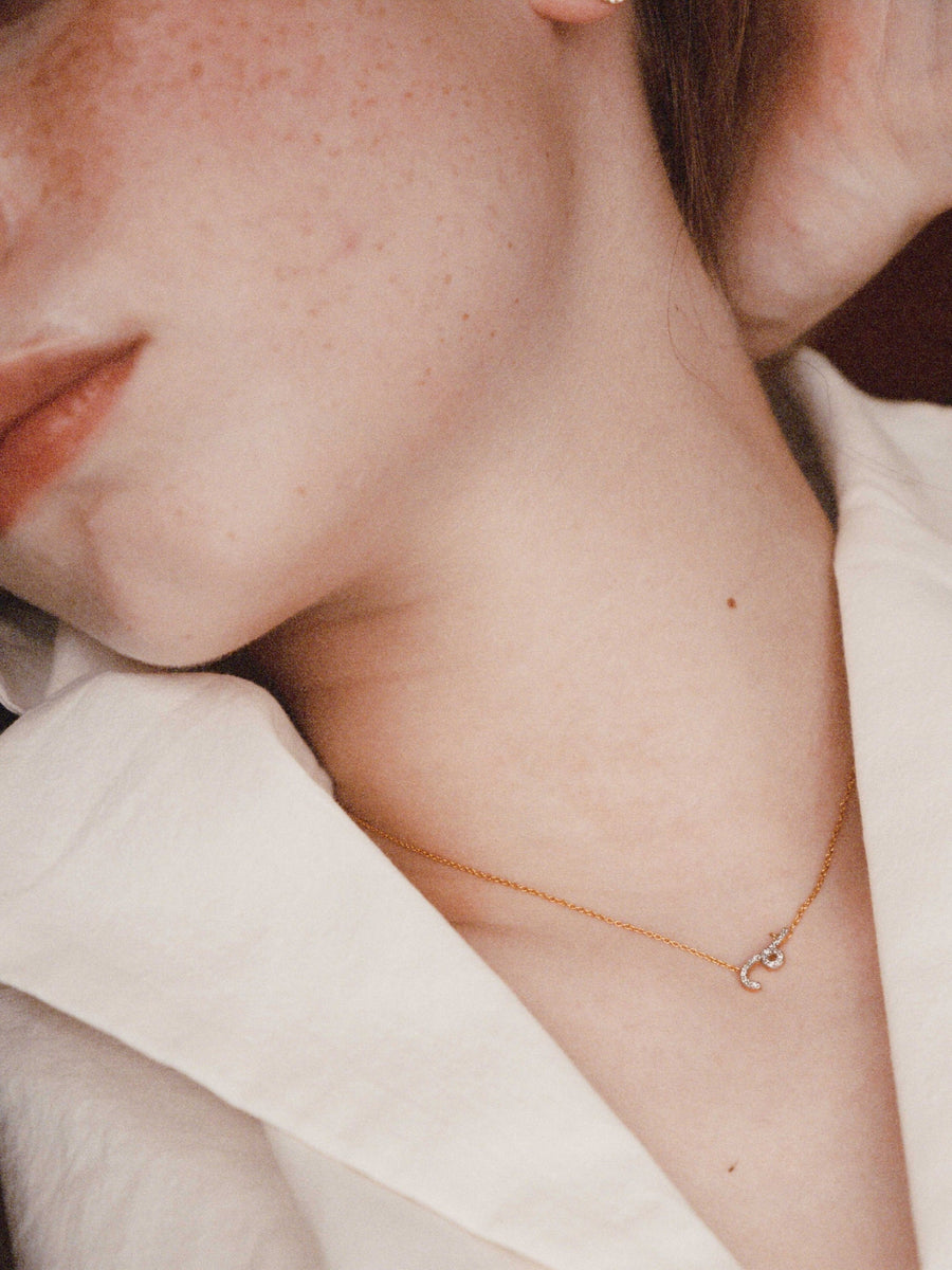 (モアサナイト/gold) mini drawing necklace