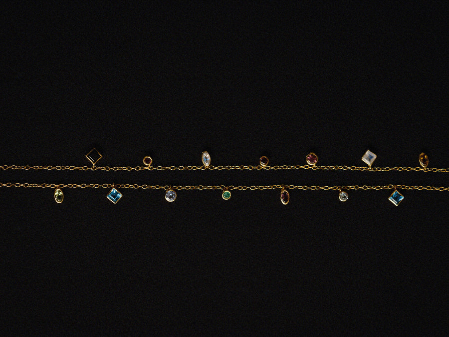 (エメラルド&グリーントルマリン&スイスブルートパーズ/gold) multi candy  necklace