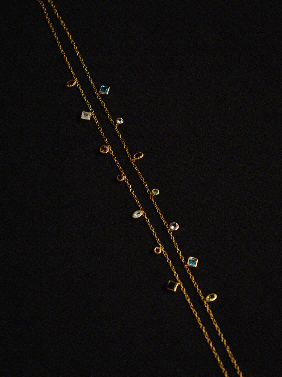(エメラルド&グリーントルマリン&スイスブルートパーズ/gold) multi candy  necklace