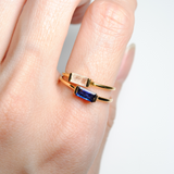 (ブルーサファイア/gold) mini rect boad ring