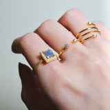 (ラブラドライト/gold) mini frame pave ring