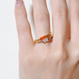 (レインボームーンストーン/gold) mini rect boad ring