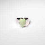 (Lemon chrysoprase/silver) long heart rough ring
