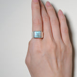 (ラブラドライト/silver) unisex block ring