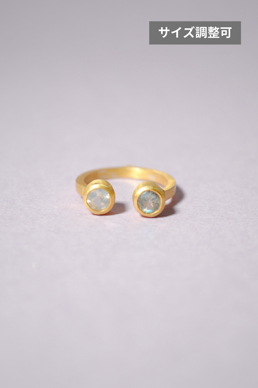(レインボームーンストーン_ラブラドライト/gold) twin gap ring