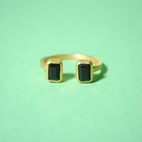 (ブラックオニキス/gold) twin gap ring