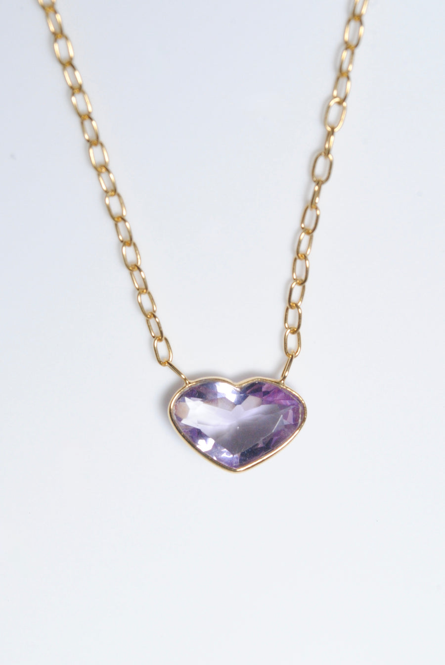 Pink amethyst (gold): Ms.heart necklace
