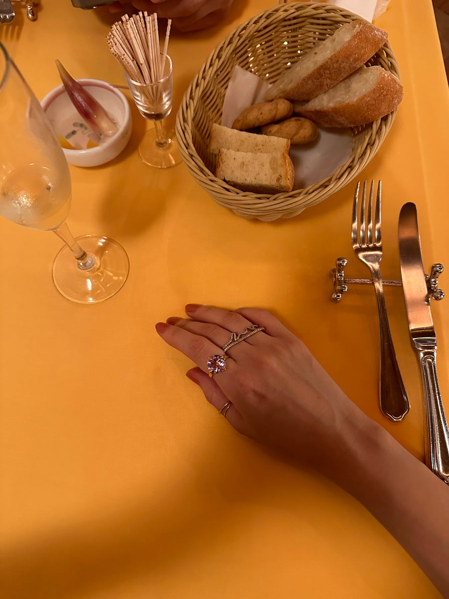 (ピンクアメジスト/gold) kitty nails ring