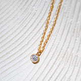 (モアサナイト/gold-silver) birth pinky necklace【4月誕生石】