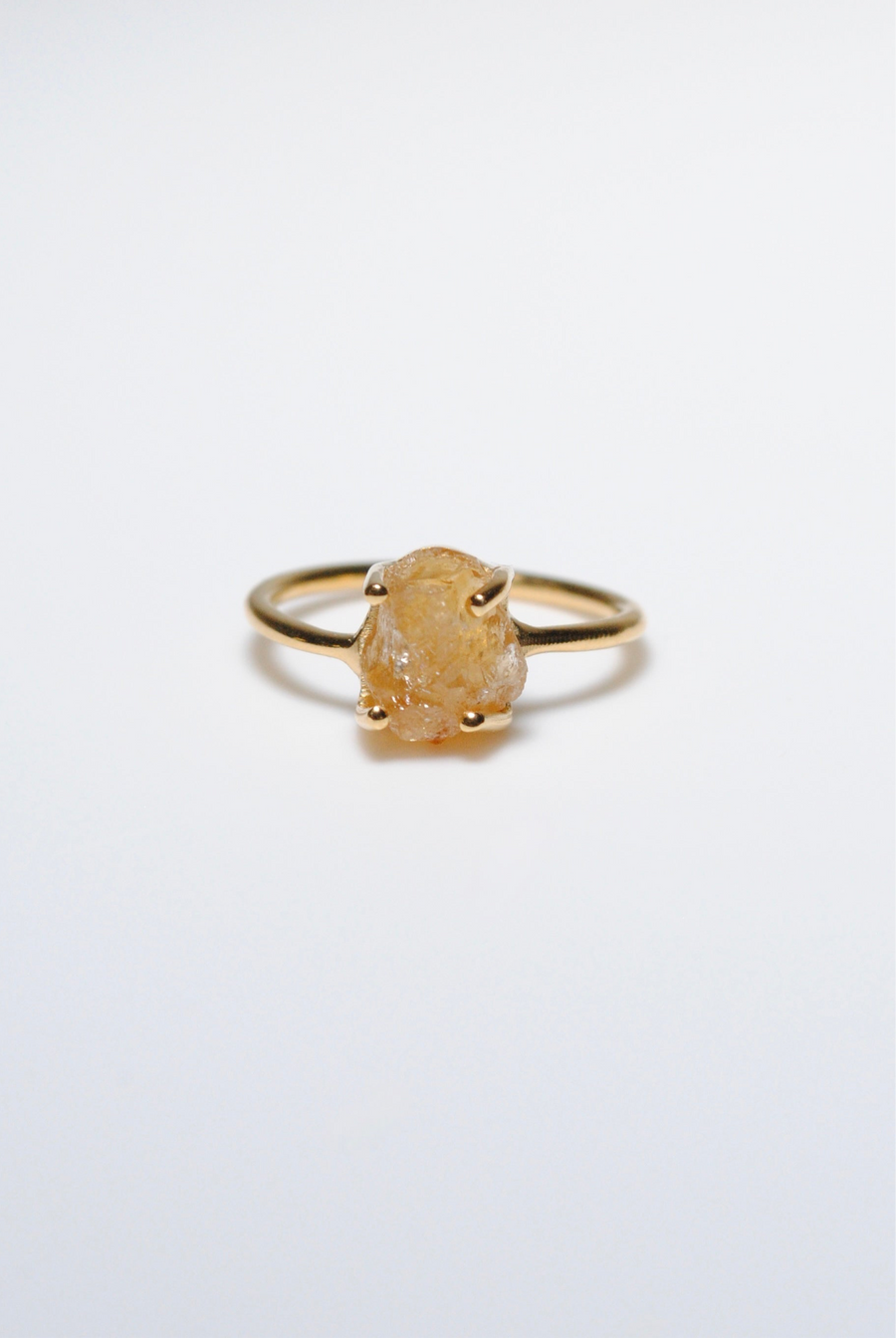 (Citrine/gold) rough stone ring