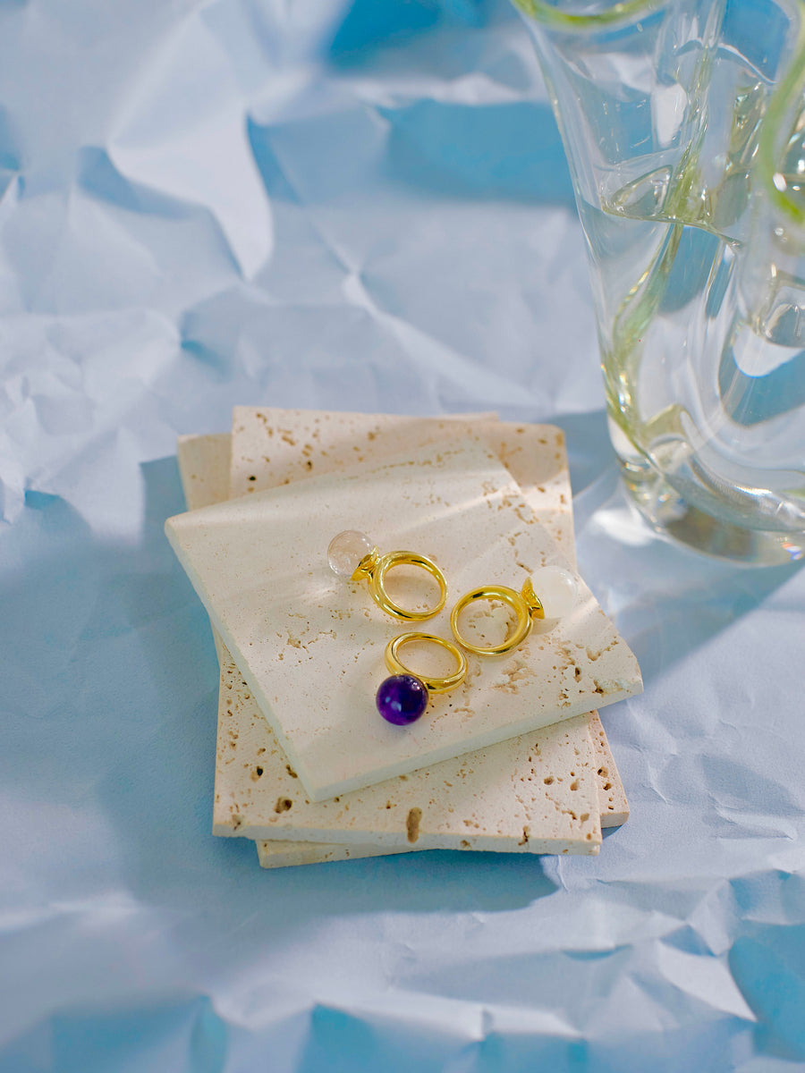(Amethyst/gold) acorn candy ball ring