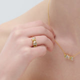 (ペリドット&アクアマリン&ホワイトトパーズ/gold) cobble vow ring