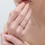 (ルビー&ブラックオニキス&シトリン/silver) dot half eternity ring