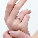 (ルビー&ブラックオニキス&シトリン/silver) dot half eternity ring