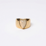 (レモンクオーツ/gold) long heart rough ring